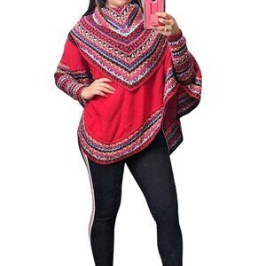 Multicolor Handmade Women's  Alpaca Poncho/boho/sweaters